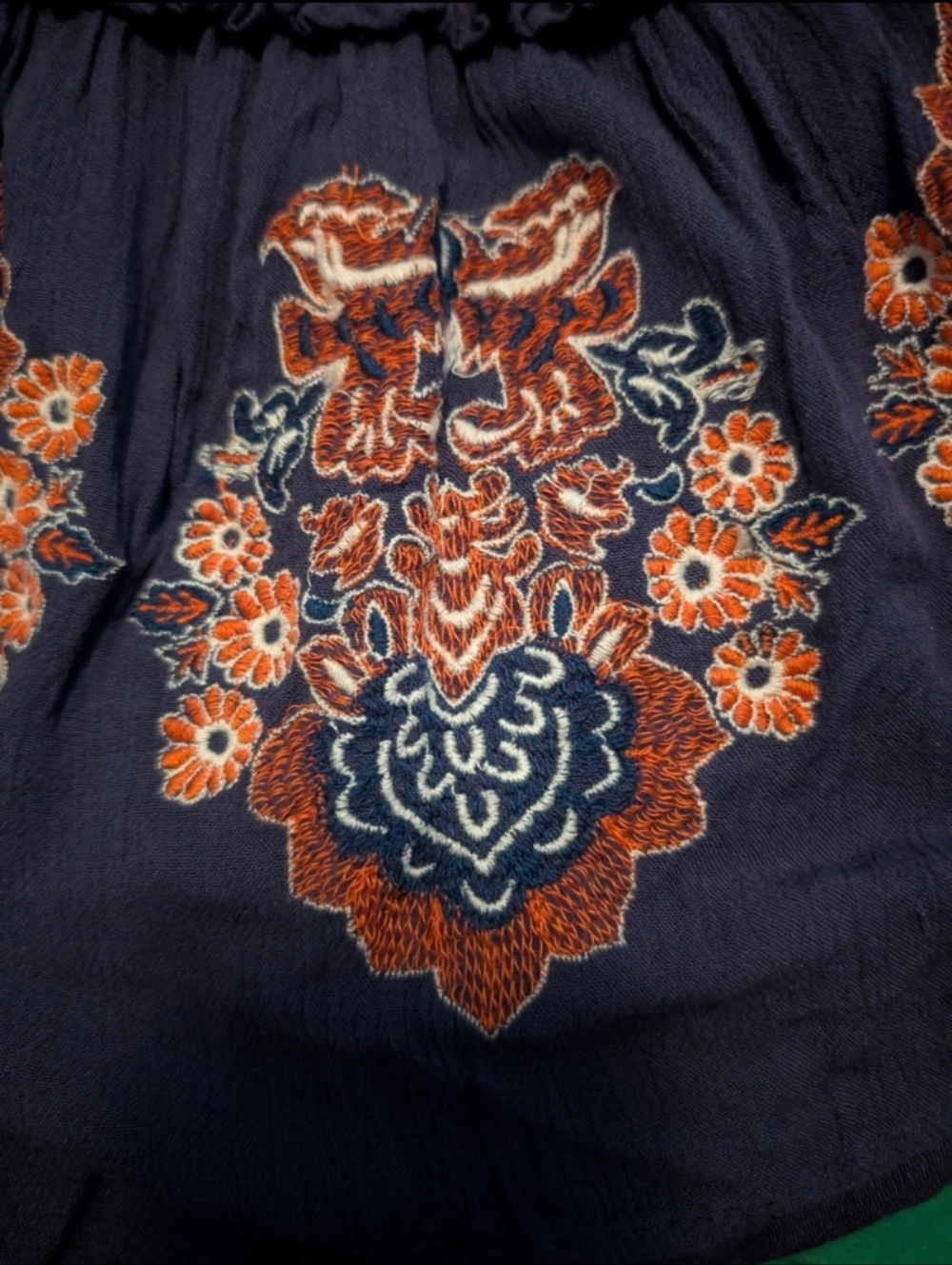 Judith March Off Shoulder Embroidered Boho Top Purple Floral Peasant Blouse Size - Picture 4 of 7